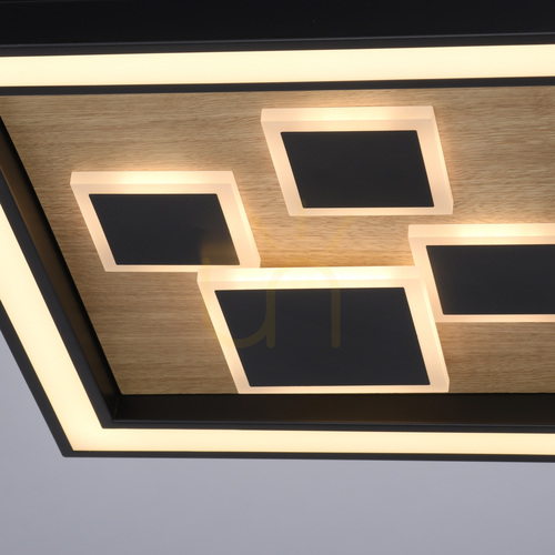 Prüfen Paul Neuhaus ELIZA 6283-79 LED-Deckenleuchte schwarz mit geölter Eiche 48 × 48 cm