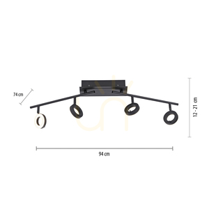 SILEDA Plafond 6786-13 Schwarz 4xLED small 7