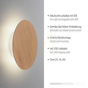 AKKU-PUNTUA Wandleuchte 8152-79 Holz 1xLED small 3