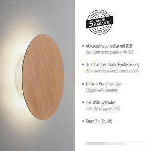 AKKU-PUNTUA Wandleuchte 8152-79 Holz 1xLED small 4