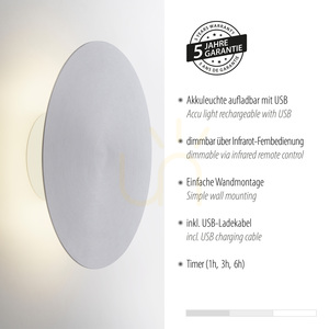 AKKU-PUNTUA Wandleuchte 8153-95 Silber 1xLED 4 AKKU-PUNTUA Wandleuchte 8153-95 Silber 1xLED small 4