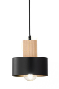 Pendelleuchte Sigma RIF WOOD 1 S Schwarz Naturholz E27 15 cm 41863 small 1