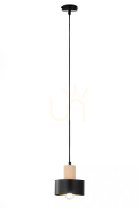 Pendelleuchte Sigma RIF WOOD 1 S Schwarz Naturholz E27 15 cm 41863 small 3