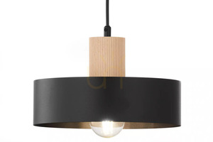 Pendelleuchte Sigma RIF WOOD 1 M Schwarz Naturholz E27 SKU 41864 small 1