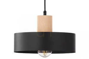 Pendelleuchte Sigma RIF WOOD 1 M Schwarz Naturholz E27 SKU 41864 small 4