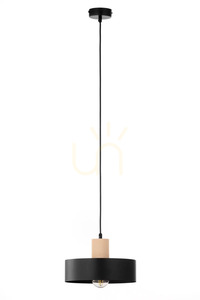 Pendelleuchte Sigma RIF WOOD 1 M Schwarz Naturholz E27 SKU 41864 small 0