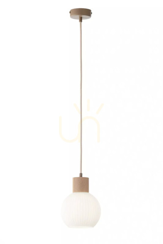 Prüfen Pendelleuchte Sigma ALBA 1 S Beige Naturholz E27 15W 15 cm 41842