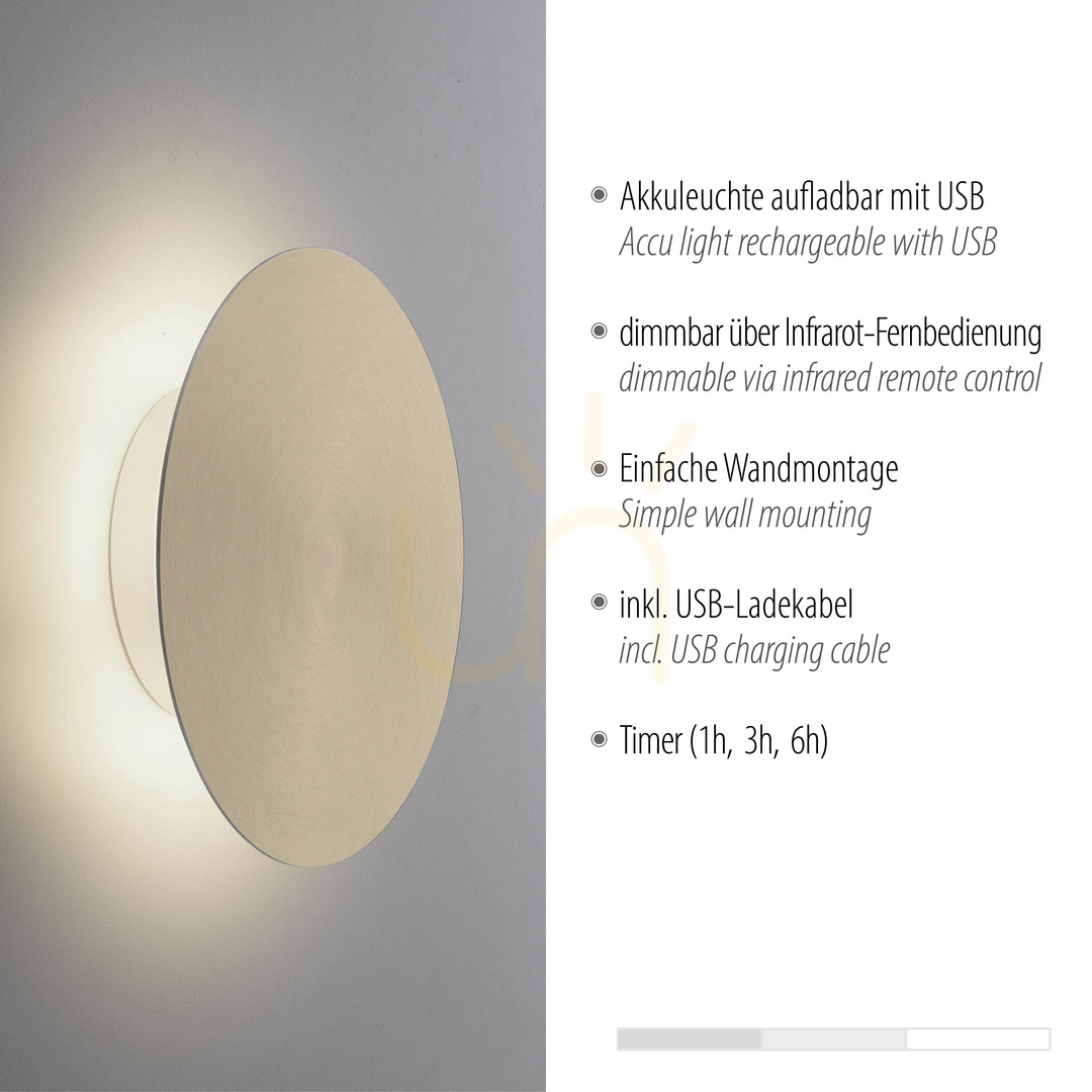 Anzeige AKKU-PUNTUA 8152-60 Braun 1xLED Wandleuchte AKKU-PUNTUA 8152-60 Braun 1xLED Wandleuchte