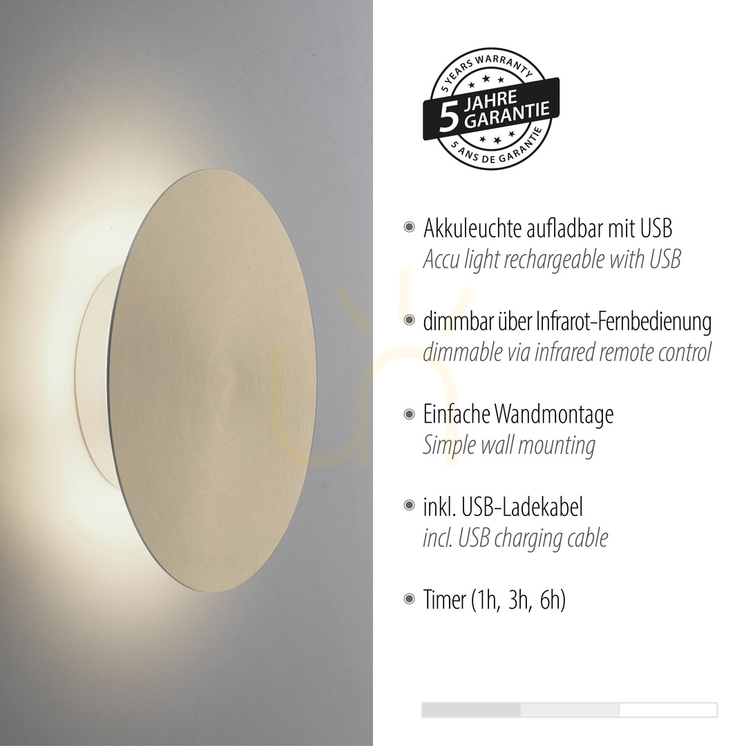 Zeige AKKU-PUNTUA 8152-60 Braun 1xLED Wandleuchte AKKU-PUNTUA 8152-60 Braun 1xLED Wandleuchte