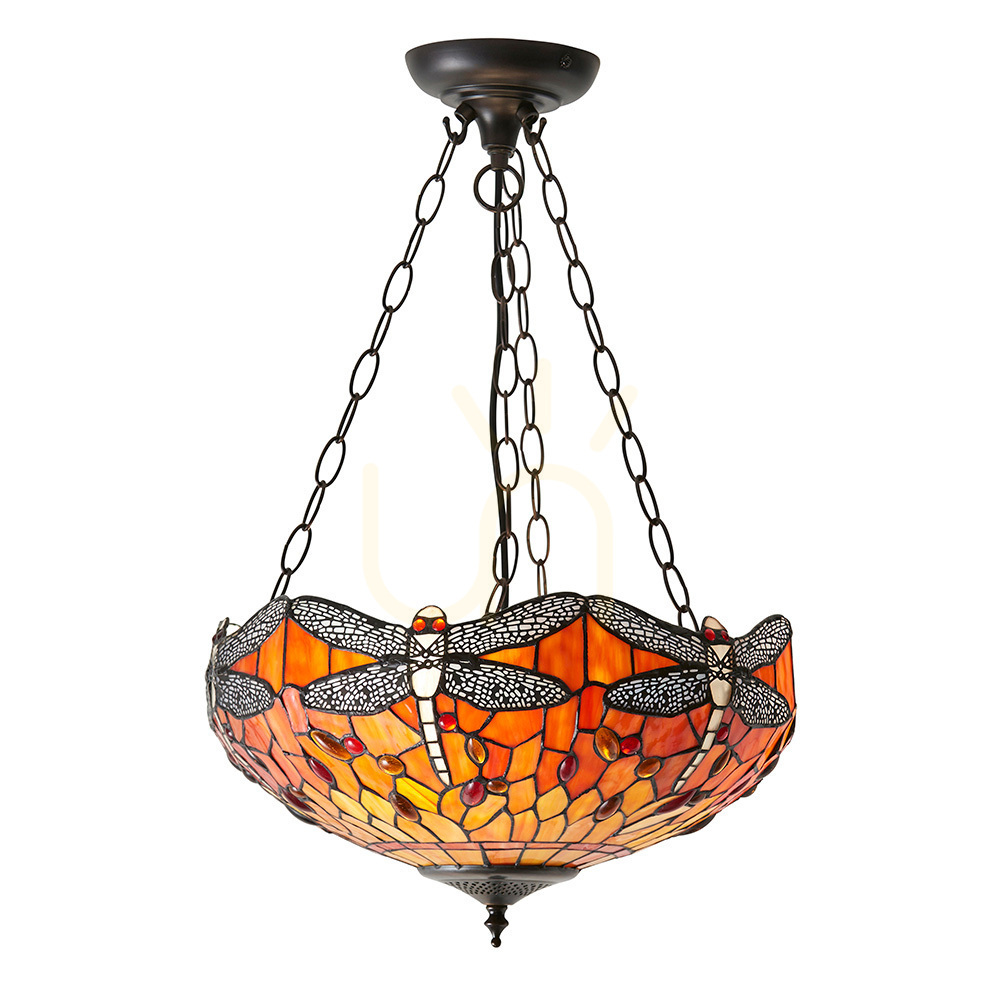 Pendelleuchte Dragonfly Tiffany Multicolor 3-flammig E27 Interiors 64076