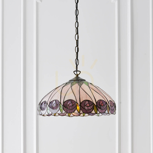 Prüfen Pendelleuchte Tiffany multicolor Glas Stahl E27 Interiors 64176