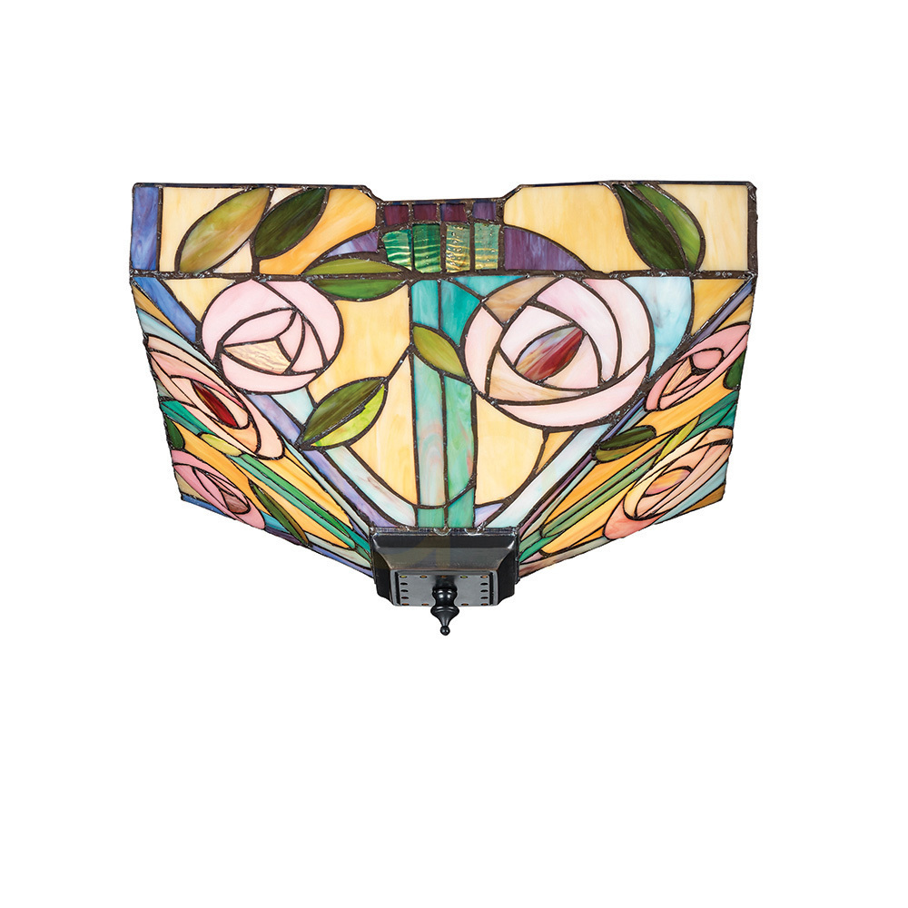 Plafond Willow Tiffany Multicolor 2xE27 Glass & Steel Interiors 70699