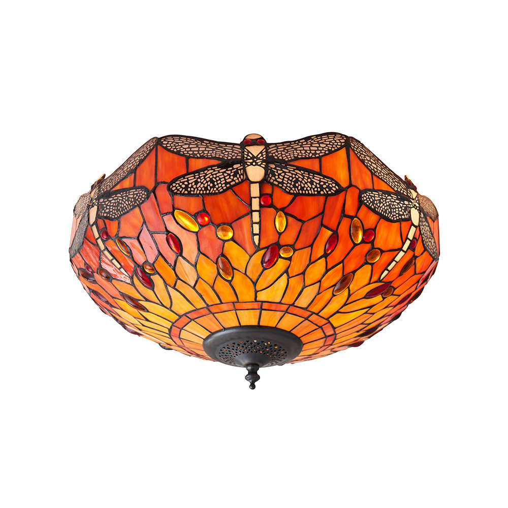 Plafon Tiffany Dragonfly Multicolor Interiors 70721 2xE27 Dimmabil 41 cm