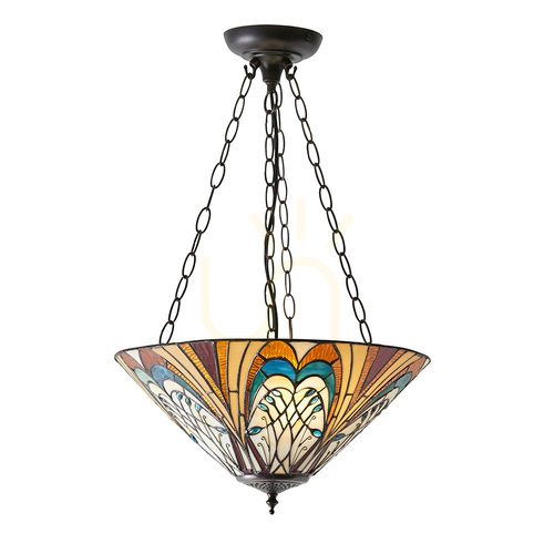Prüfen Pendelleuchte Hector Tiffany Multicolor 3-flammig E27 Interiors 70750