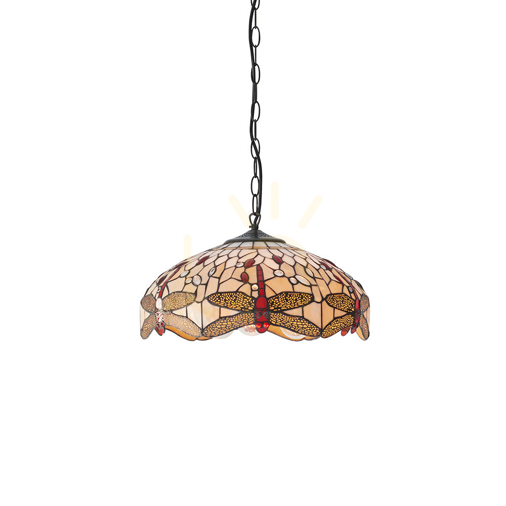 Závesné svietidlo Interiors Tiffany Dragonfly béžové 3xE27 41 cm 70824