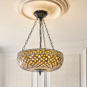 Pendelleuchte Interiors Tiffany Multicolor Glas Stahl 3-flammig E27 111882 small 2
