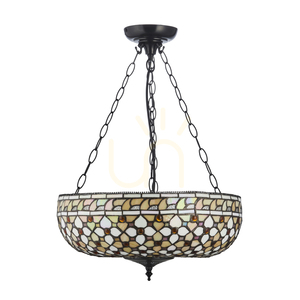 Pendelleuchte Interiors Tiffany Multicolor Glas Stahl 3-flammig E27 111882 small 6