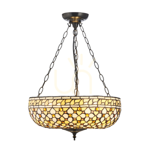 Pendelleuchte Interiors Tiffany Multicolor Glas Stahl 3-flammig E27 111882 small 0