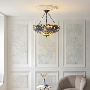 Pendelleuchte Tiffany Multicolor Glas Stahl 3-flammig E27 Interiors 111887 small 2