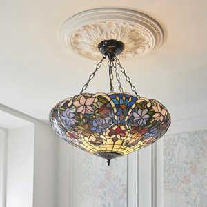 Pendelleuchte Tiffany Multicolor Glas Stahl 3-flammig E27 Interiors 111887 small 3