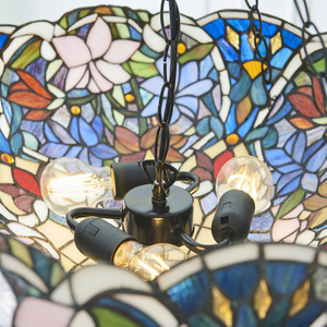 Pendelleuchte Tiffany Multicolor Glas Stahl 3-flammig E27 Interiors 111887 small 7