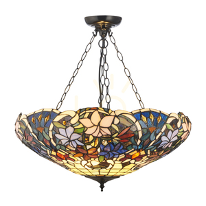 Pendelleuchte Tiffany Multicolor Glas Stahl 3-flammig E27 Interiors 111887 small 0