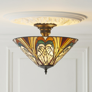 Deckenleuchte Interiors Hector Tiffany multicolor Glas Stahl 3-flammig E27 40 cm 111905 small 3