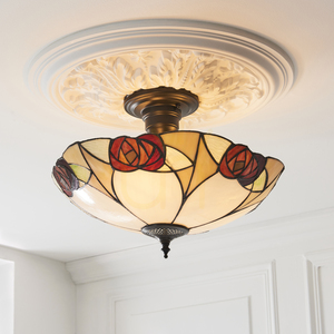 Deckenleuchte Interiors Ingram Tiffany Multicolor 3-flammig E27 Glas Stahl 45 cm 111907 small 2