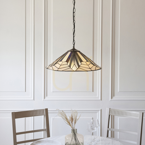 Prüfen Pendelleuchte Interiors Astoria Tiffany multicolor 3-flammig E27 48 cm 111922