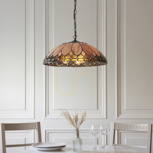 Prüfen Pendelleuchte Interiors Brooklyn Tiffany multicolor 3-flammig 50 cm 64346