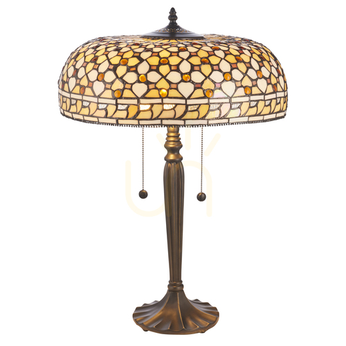 Prüfen Tischlampe Interiors Tiffany Multicolor Glas Zinkdruckguss 2-flammig 112178