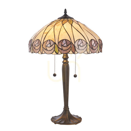 Prüfen Tischlampe Tiffany Multicolor Interiors 112184 E27 2-flammig 63 cm