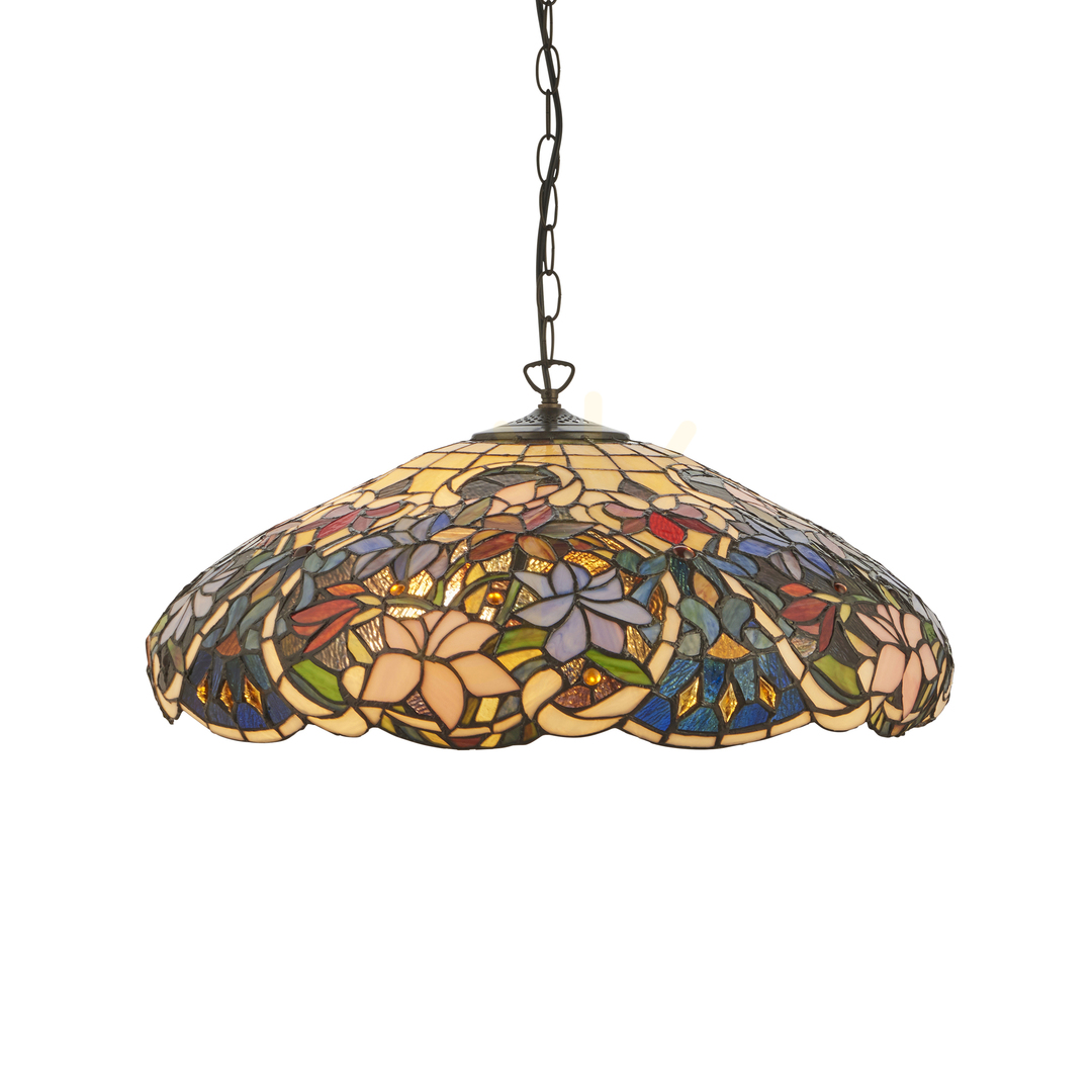 Interiors Sullivan Tiffany Multicolor Glass Pendant Lamp 57 cm 3-Light 112193