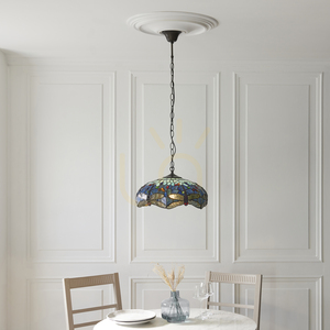 Pendelleuchte Tiffany Blau Glas Stahl 41 cm E27 Interiors 112195 small 2