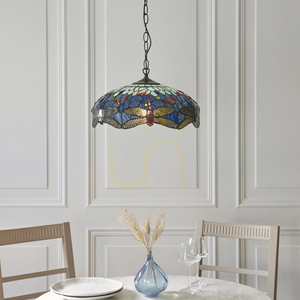 Pendelleuchte Tiffany Blau Glas Stahl 41 cm E27 Interiors 112195 small 3