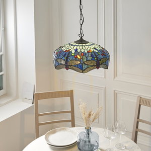 Pendelleuchte Tiffany Blau Glas Stahl 41 cm E27 Interiors 112195 small 4