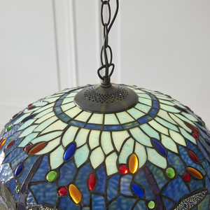 Pendelleuchte Tiffany Blau Glas Stahl 41 cm E27 Interiors 112195 small 5