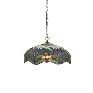 Pendelleuchte Tiffany Blau Glas Stahl 41 cm E27 Interiors 112195 small 0