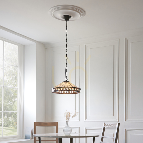 Prüfen Pendelleuchte Tiffany Multicolor Glas Stahl Interiors 112196