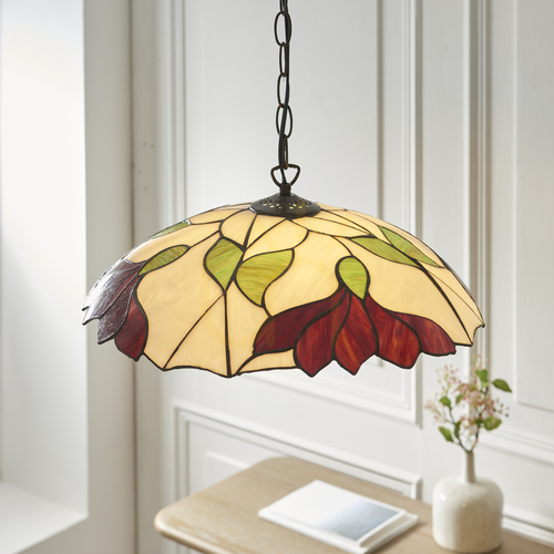 Prüfen Pendelleuchte Tiffany multicolor Stahl E27 Dimmbar 45 cm Interiors 112246