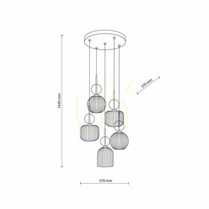 Sophia Cognac Pendelleuchte, 5 Xe14 small 11