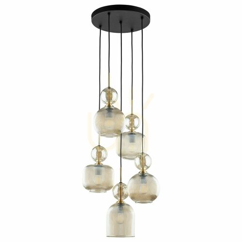 Prüfen Sophia Cognac Pendelleuchte, 5 Xe14
