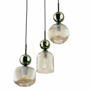 Sophia Green Cognac Pendelleuchte, 3 Xe14 small 5