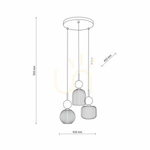 Sophia Green Cognac Pendelleuchte, 3 Xe14 small 7