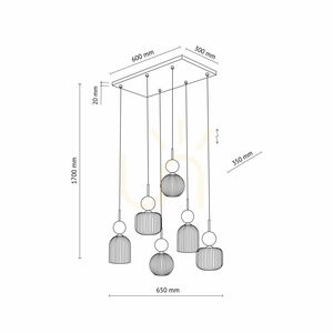 Sophia Green Cognac Pendelleuchte, 6 Xe14 small 12