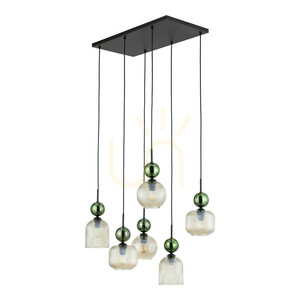 Sophia Green Cognac Pendelleuchte, 6 Xe14 small 0