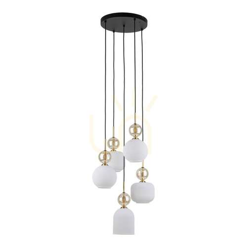 Prüfen Sophia Cognac White Pendelleuchte, 5 Xe14