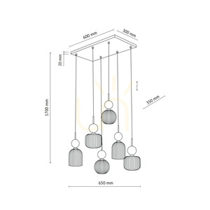 Sophia Cognac White Pendelleuchte, 6 Xe14 small 11