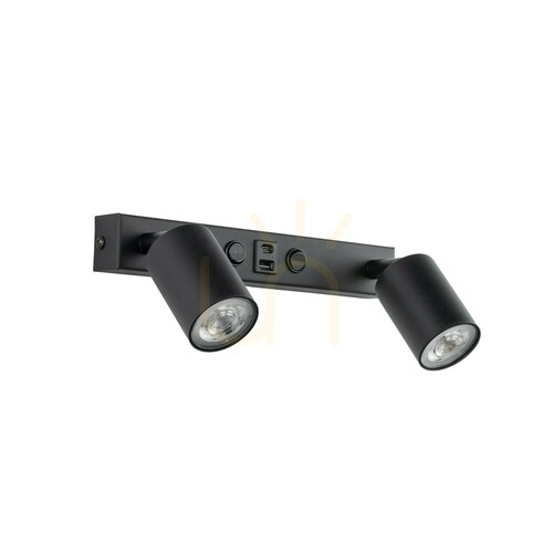 Prüfen Nex Black Wandleuchte 2 XGU10 / USB