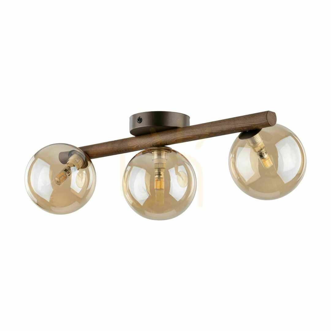 Estera Wood Walnut Amber Ceiling Light 3 Xg9